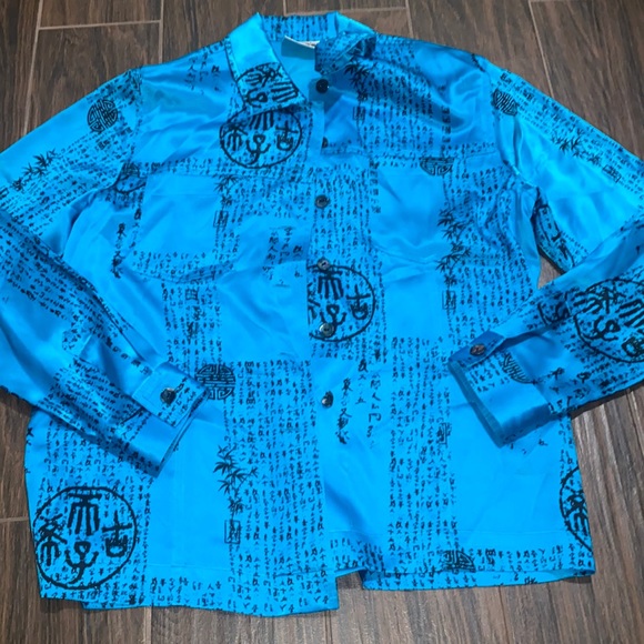 Chico's Tops - Chicos Design blue vintage Asian print silk blouse